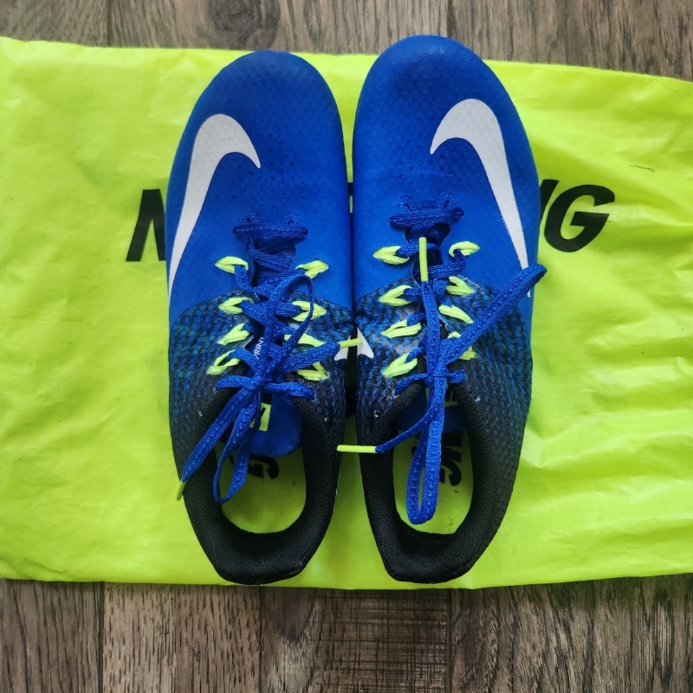Blue and White Nike Track Spikes